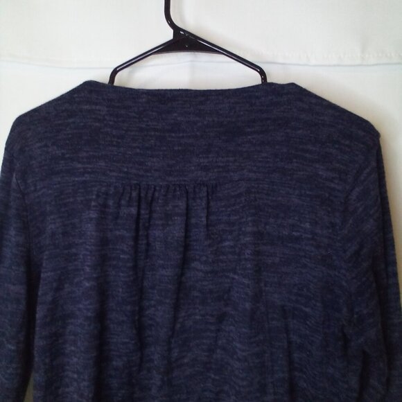 New Directions Shirt Women L Long Roll Tab Sleeve Pleated Top Button Blue - Picture 15 of 16